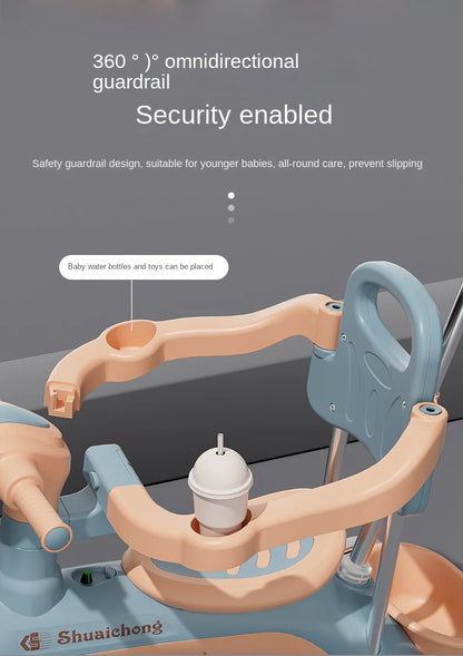 Classic Kids Tricycle and Stroller For Children With Light and Music