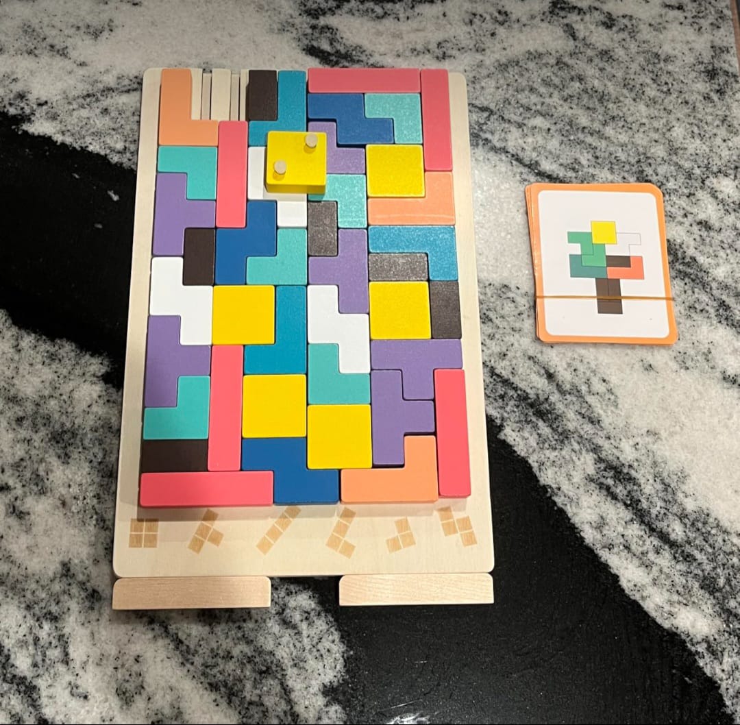 Wooden Puzzle Tetris Game Colourful Blocks