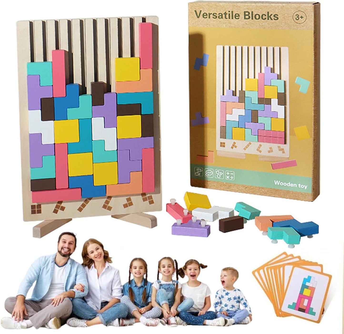 Wooden Puzzle Tetris Game Colourful Blocks
