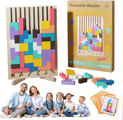 Wooden Puzzle Tetris Game Colourful Blocks