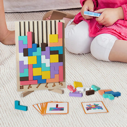 Wooden Puzzle Tetris Game Colourful Blocks