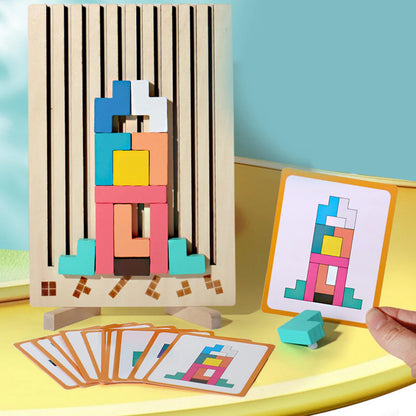Wooden Puzzle Tetris Game Colourful Blocks