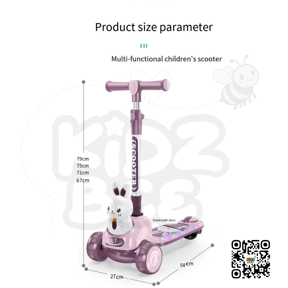 2‑in‑1 Bunny Scooty with Light‑Up LED Wheels - Kidz bee – Buy Online in Pakistan | Best Price