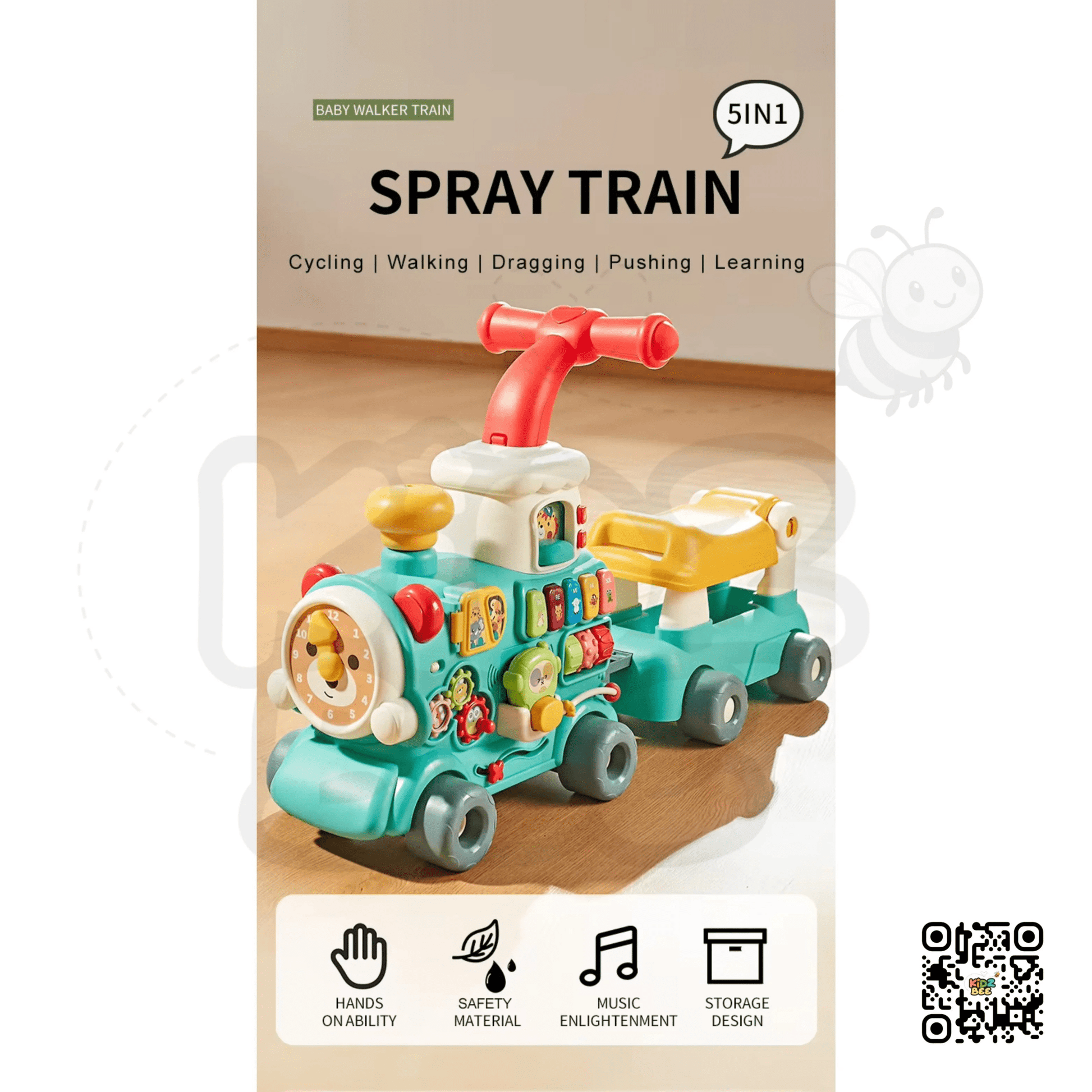 Baby Activity Walker  – Ride‑On Train 5‑in‑1  - Kidz bee – Buy Online in Pakistan | Best Price