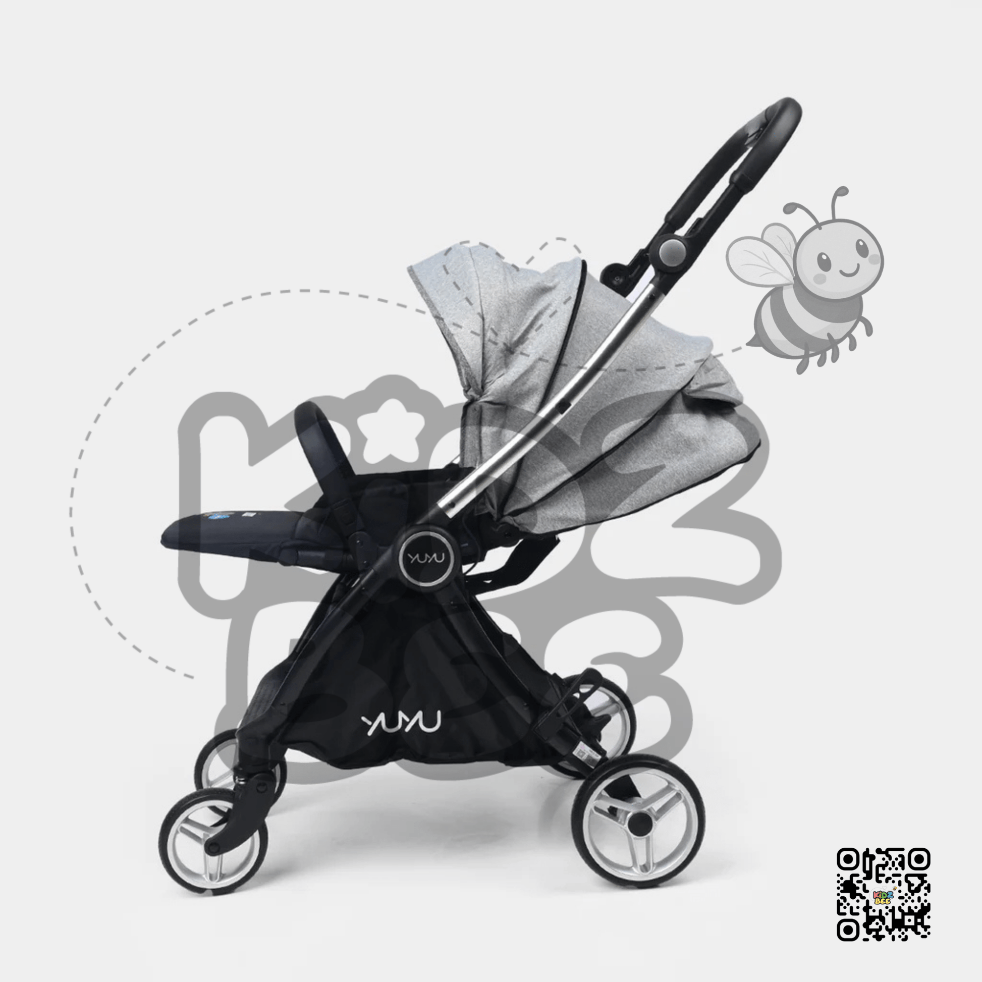 Baby Stroller – Foldable Design, 360° Dual Swivel Wheels & Padded Comfort Y7703 Grey - Kidz bee – Buy Online in Pakistan | Best Price