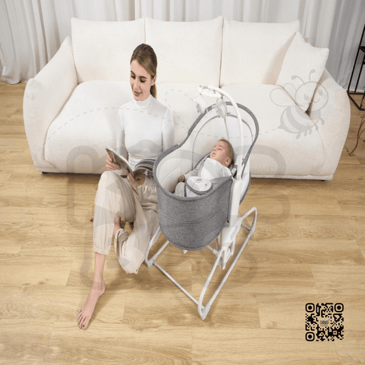 Bear Print Electric Baby Bassinet 4 - in - 1 - Kidz bee – Buy Online in Pakistan | Best Price