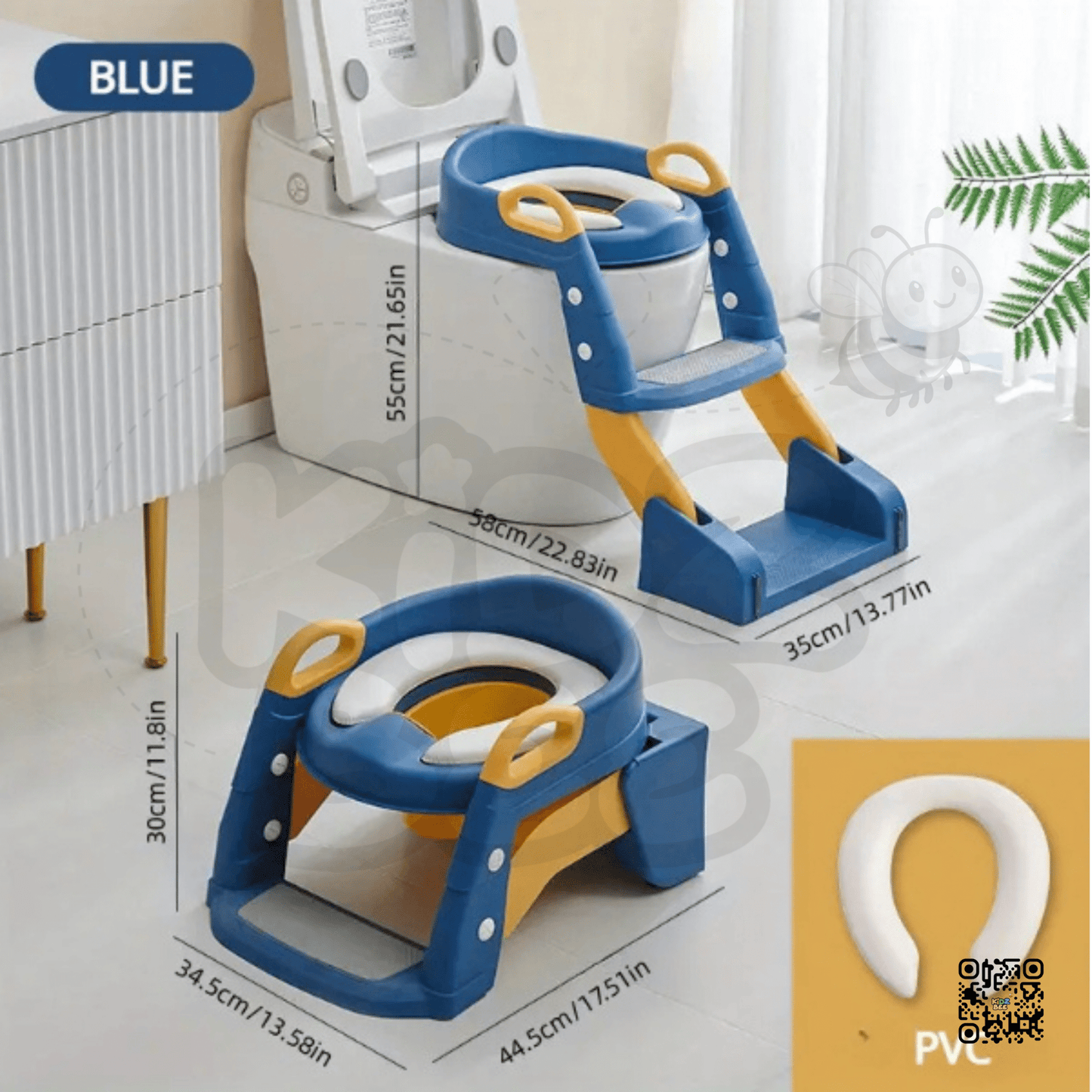 Kids Toilet Training Seat with Ladder – Foldable, Anti - Slip Design - Kidz bee – Buy Online in Pakistan | Best Price