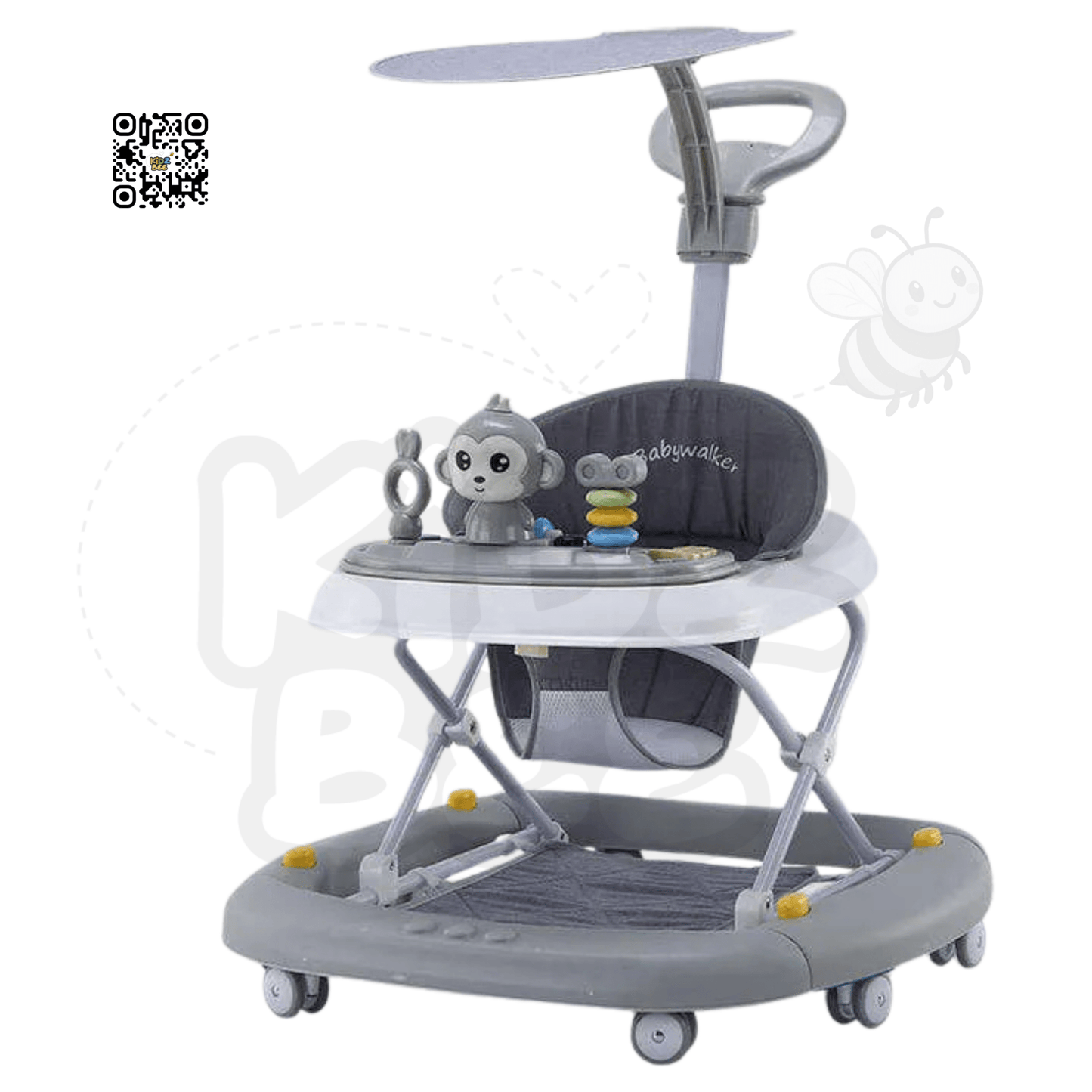Monkey Themed Baby Walker & Rocker – Music, Canopy Shade & Adjustable Height - Kidz bee – Buy Online in Pakistan | Best Price