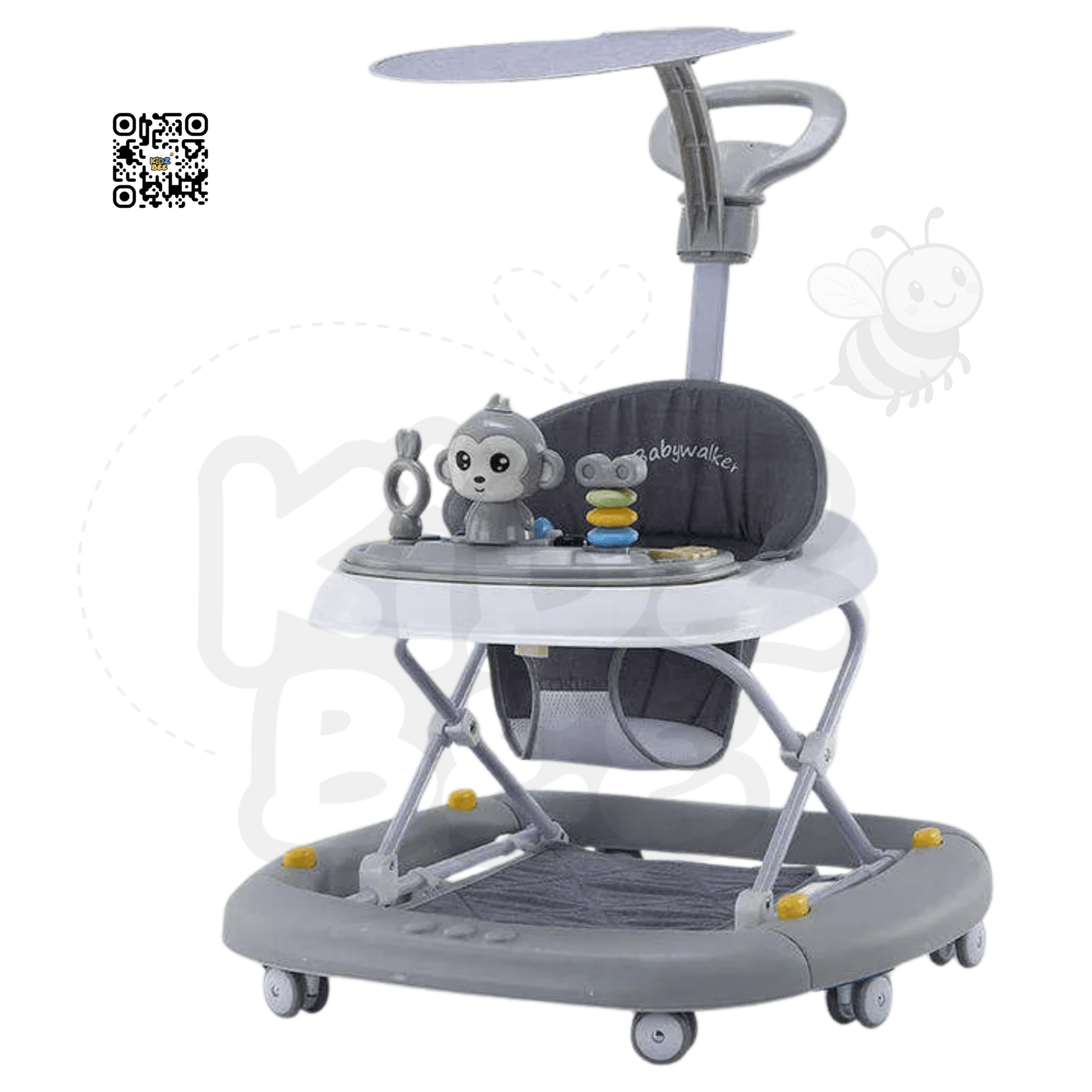 Monkey Themed Baby Walker & Rocker – Music, Canopy Shade & Adjustable Height - Kidz bee – Buy Online in Pakistan | Best Price