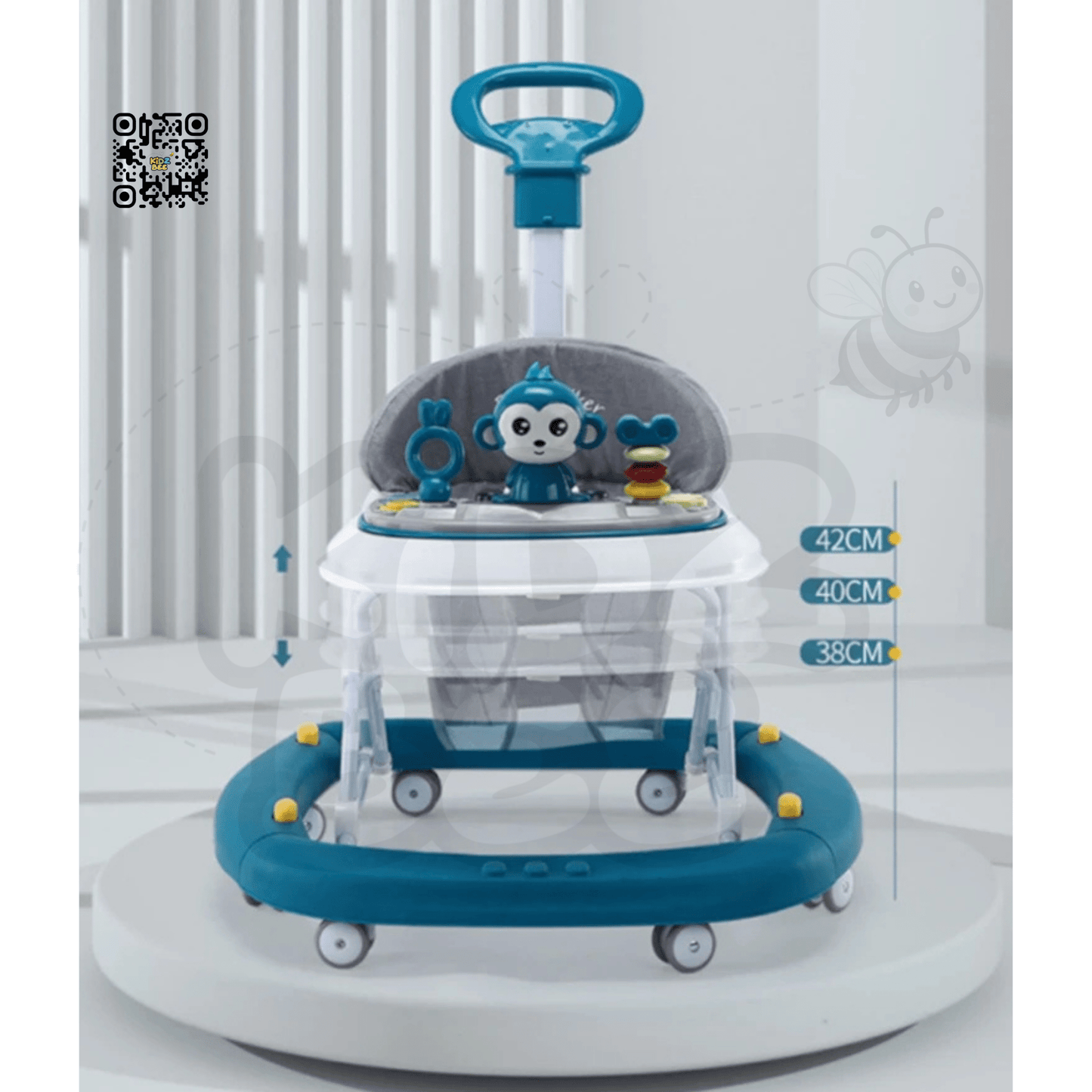 Monkey Themed Baby Walker & Rocker – Music, Canopy Shade & Adjustable Height - Kidz bee – Buy Online in Pakistan | Best Price