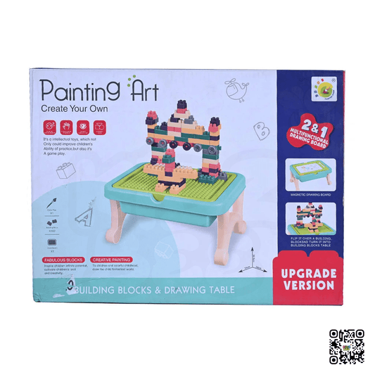 Multifunctional Kids Table 2 - in - 1 Drawing Board & Building Block - Kidz bee – Buy Online in Pakistan | Best Price