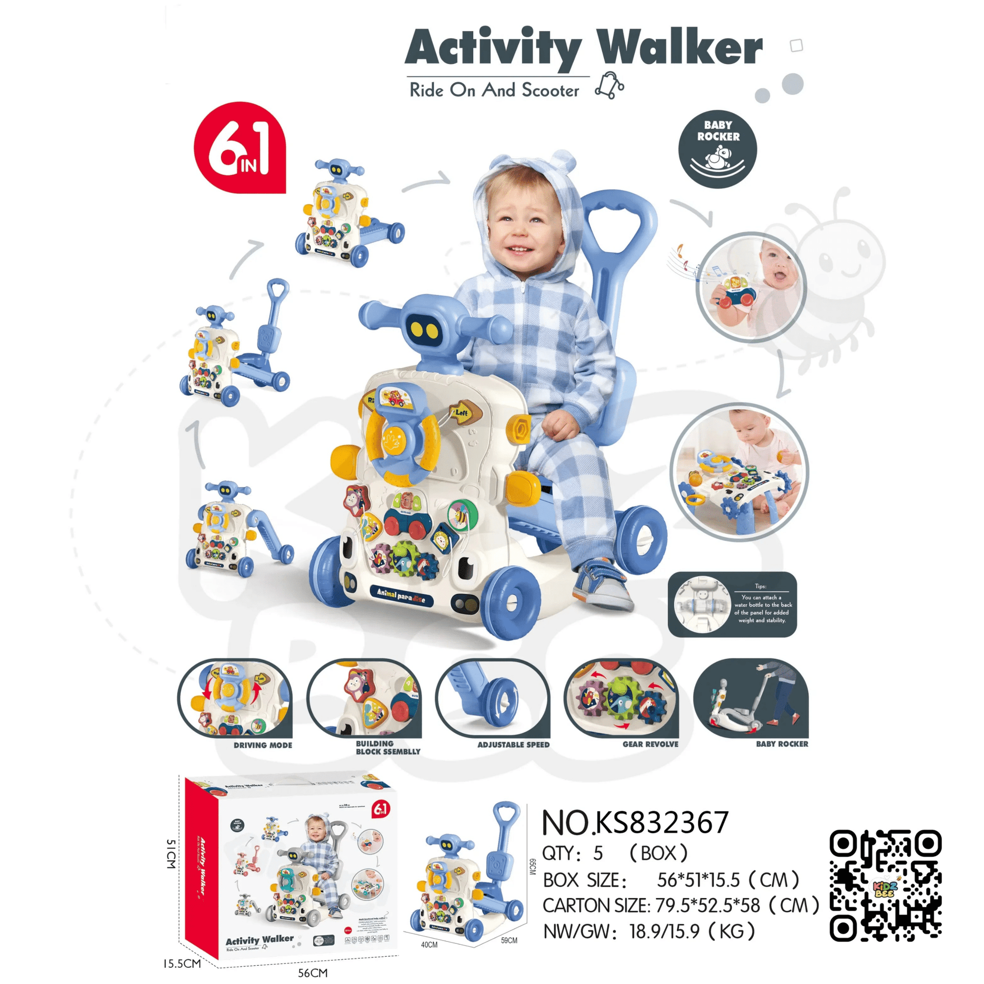 Musical Activity Baby Walker Multifunctional Baby Push Walker 6 IN 1 Toys - Kidz bee – Buy Online in Pakistan | Best Price