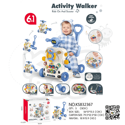 Musical Activity Baby Walker Multifunctional Baby Push Walker 6 IN 1 Toys - Kidz bee – Buy Online in Pakistan | Best Price