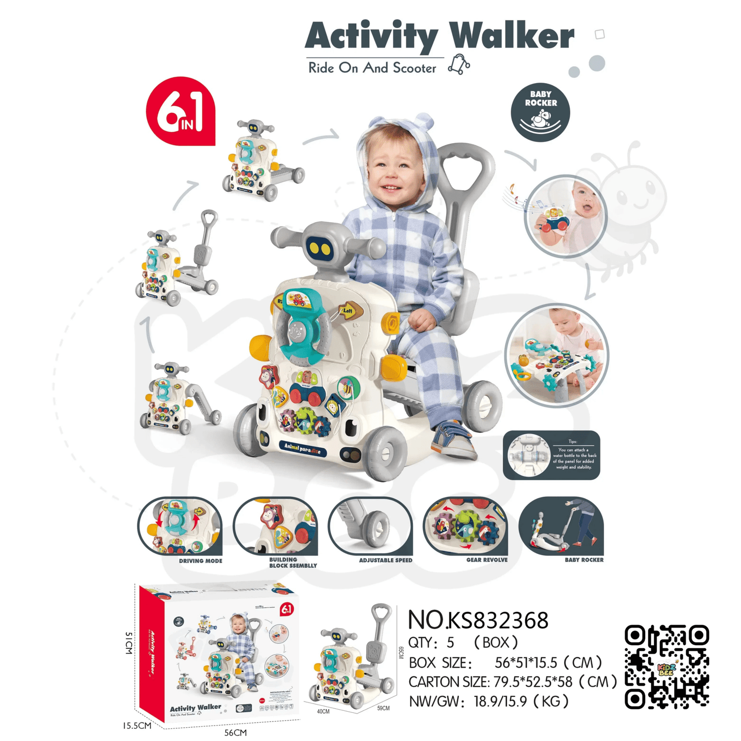 Musical Activity Baby Walker Multifunctional Baby Push Walker 6 IN 1 Toys - Kidz bee – Buy Online in Pakistan | Best Price