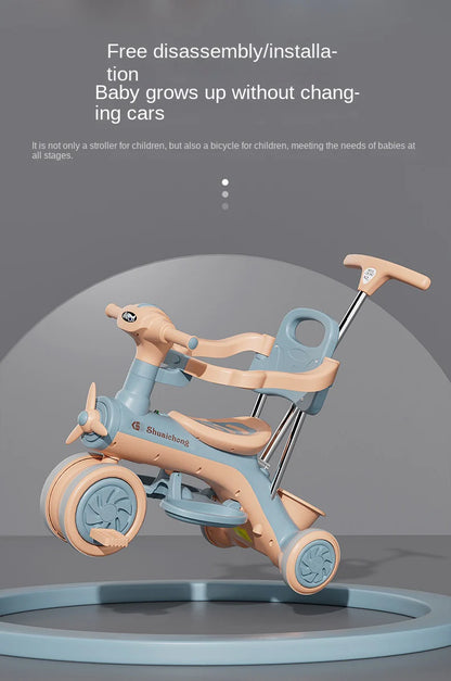 Classic Kids Tricycle and Stroller For Children With Light and Music